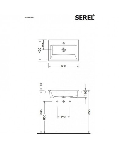 ΝΙΠΤΗΡΑΣ 60x42 (1 οπή) SEREL WHITE