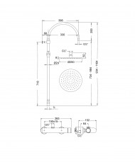 Στήλη Ντουζ Ρυθμιζόμενου Ύψους Armando Vicario Gold Brushed Με Μπαταρία & Ανακλινόμενη Κεφαλή & Τηλέφωνο (500065-201)