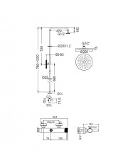 Armando Vicario Industrial Chrome Adjustable Height Shower Column With Faucet & Tilting Head & Telephone (512065-100)