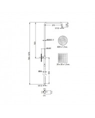 Στήλη Ντους Eurorama Black Matt με Κολώνα Ρυθμιζόμενου Ύψους με Τετράγωνη Κεφαλή (51400S-400)