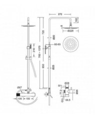 Στήλη Ντουζ Σταθερού Ύψους Eurorama Eletta Tecno Chrome Με Μπαταρία & Ανακλινόμενη Κεφαλή & Τηλέφωνο (167066-100)