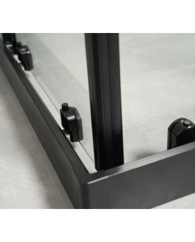 Shower cabin Tema Versus 400 Square Black Matt Clear Nanotechnology Clean Glass with a height of 195cm