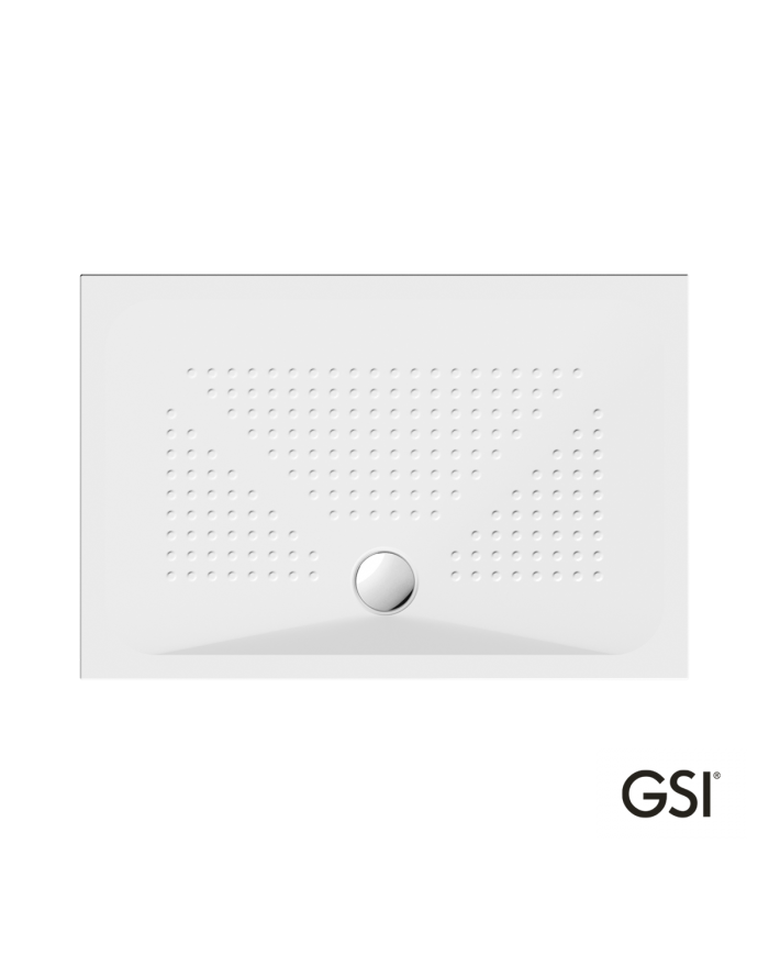 Porcelain Shower Enclosure Rectangular 100x70 h.4 (4389) antislip Φ90 GSI White