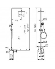 Shower Column With Shower Faucet Ferro Ritto Black (NP84-BTR7U-BL)