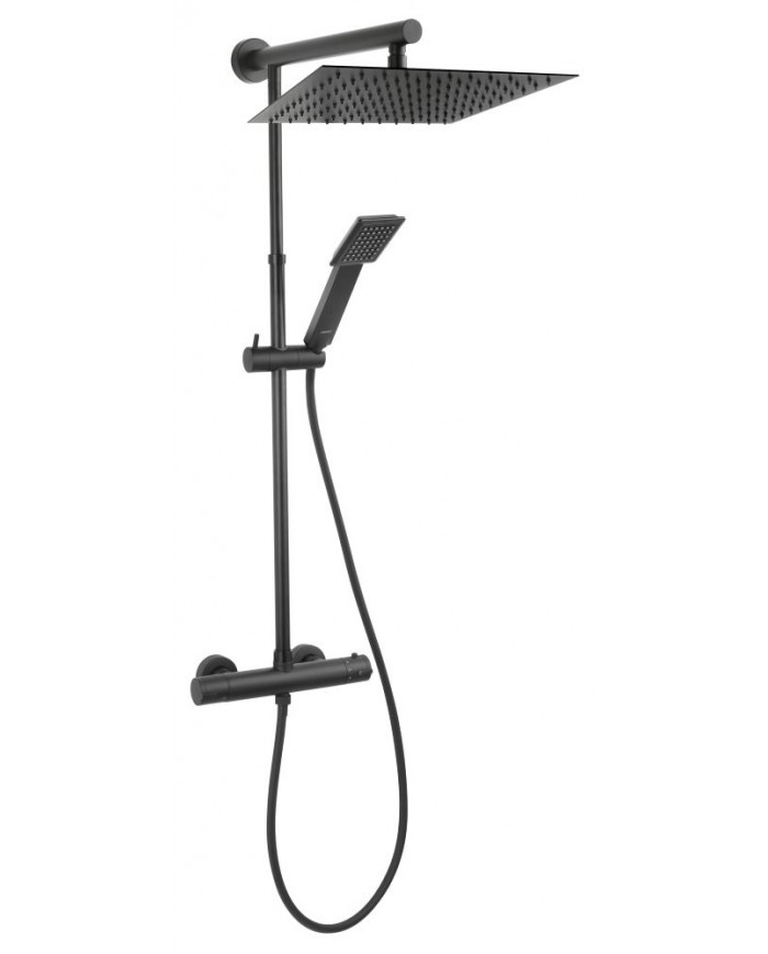 Shower Column With Thermostatic Shower Mixer Ferro Trevi Square Black (NP75SQ-TRV7U-BL)