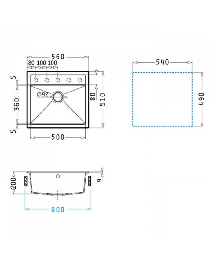 Νεροχύτης Pyramis Pyragranite Ένθετος Ithaka 1B  (56x51)