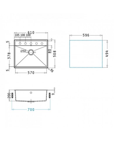 Sink Pyramis Pyragranite Inset Ithaka 1B (61x51)