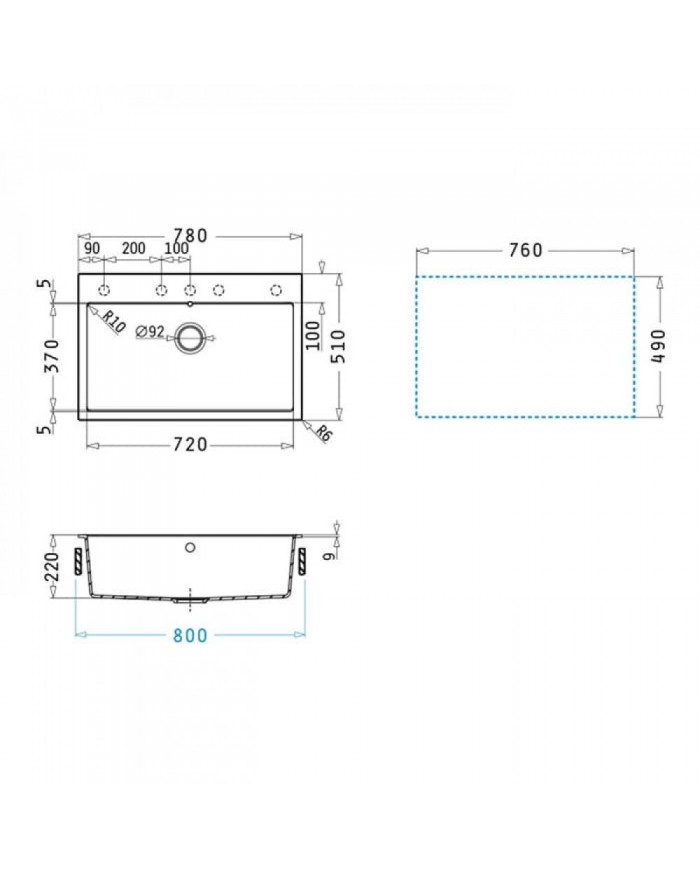 Νεροχύτης Pyramis Pyragranite Ένθετος Ithaka 1B  (78x51)
