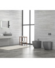 Karag Milos LT 2141D BTW Rimless Floor Standing Toilet Set Grey Matt Seat & Cover (5206836600178)