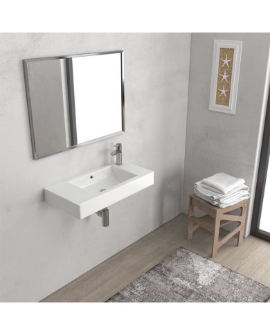 Νιπτήρας Μπάνιου Πορσελάνης Κρεμαστός Minos 4054 Karag 70x36x10cm