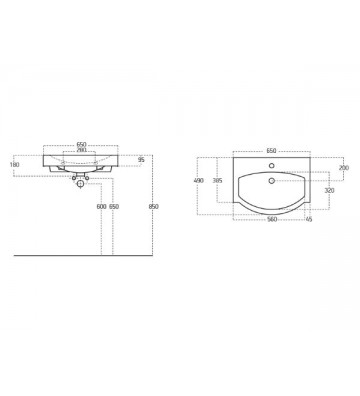Bathroom Furniture Drop Senso 65 Hanging Furniture Stand, Washbasin, Mirror