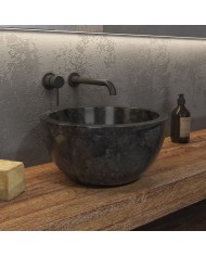 Tabletop Washbasin made of Natural Stone Leyla Nero Karag Ø40x20cm