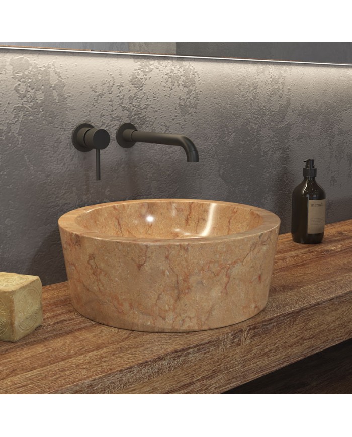 Tabletop Washbasin from Natural Stone Timur Rosso Karag Ø40x15cm