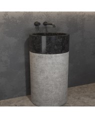 Νιπτήρας επιδαπέδιος πέτρινος BORA Nero KARAG Ø40x90cm
