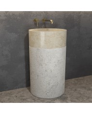 Νιπτήρας επιδαπέδιος πέτρινος BORA Cream KARAG Ø40x90cm