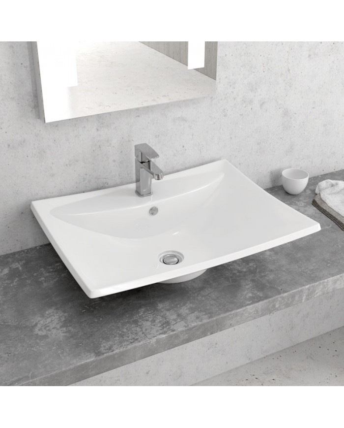 Porcelain Bathroom Sink Countertop White LT 1015 Karag 59.5x44x16cm