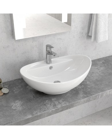 Νιπτήρας Μπάνιου Πορσελάνης Eπικαθήμενος Λευκός LT 3073 Karag 59x39x21cm