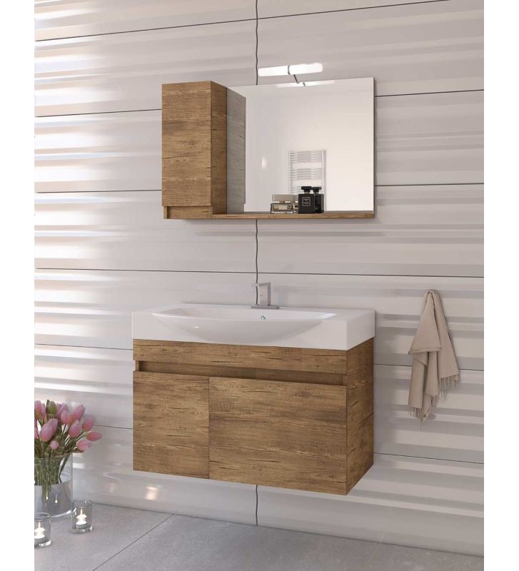 Έπιπλο Μπάνιου Drop Senso 85 Κρεμαστή Βάση επίπλου, Νιπτήρας, Καθρέφτης