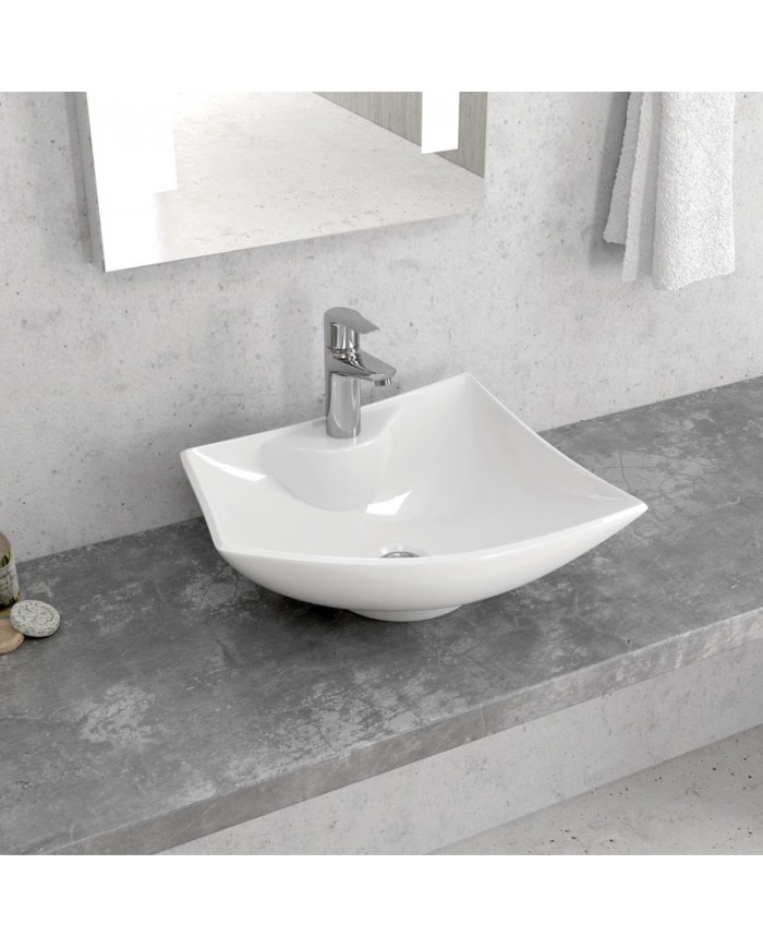 Νιπτήρας Μπάνιου Πορσελάνης Eπικαθήμενος LT 1011 Karag 49x43x14,5cm