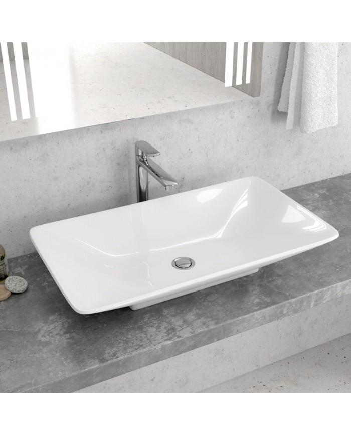 Νιπτήρας Μπάνιου Πορσελάνης Eπικαθήμενος LT 1017 Karag 70x40x12,5cm