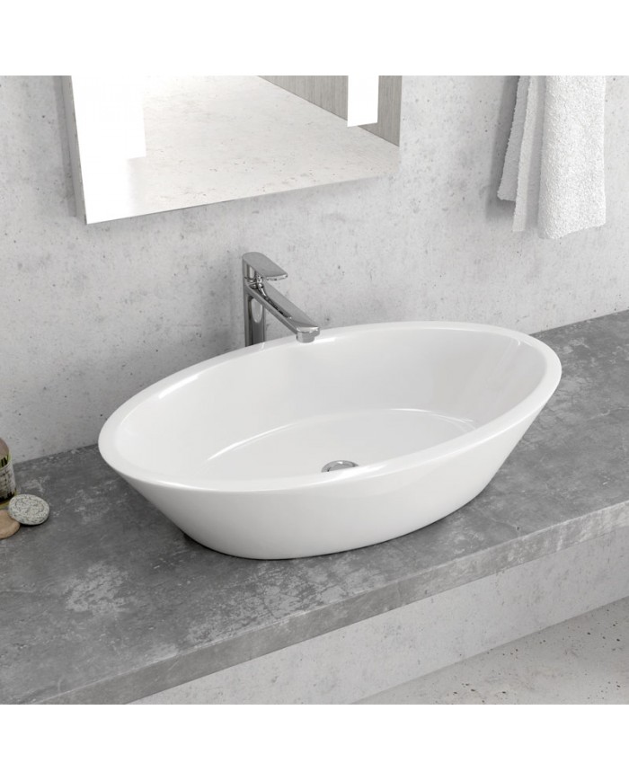 Νιπτήρας Μπάνιου Πορσελάνης Eπικαθήμενος LT 3043 Karag 69x40x16cm