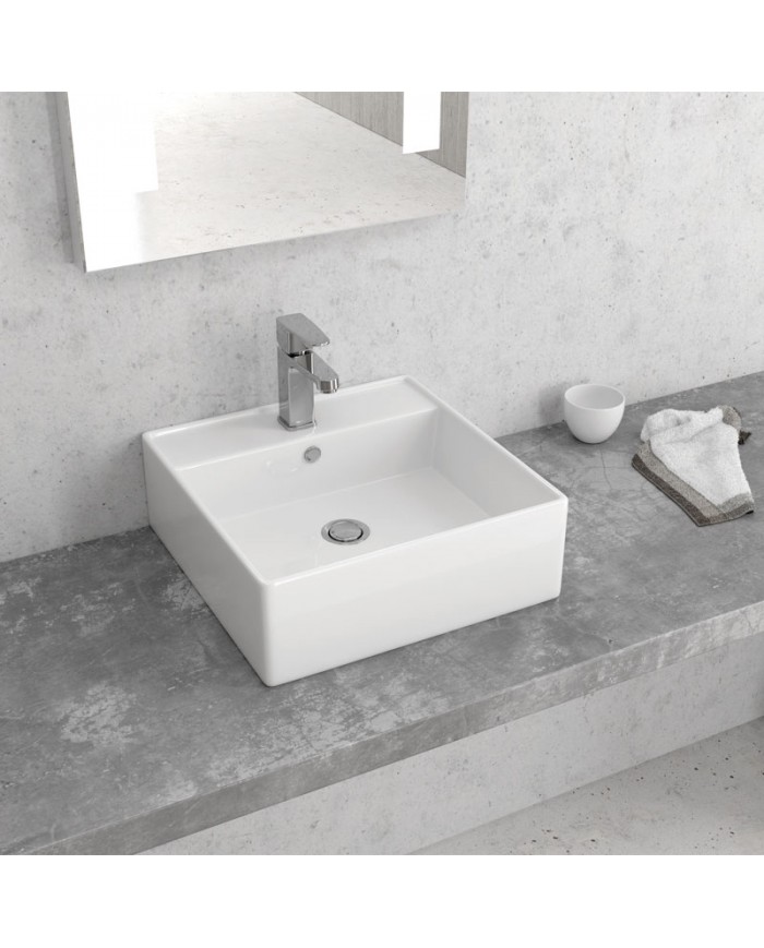 Νιπτήρας Μπάνιου Πορσελάνης Eπικαθήμενος  LT 2025 Karag 38,5x38,5x13cm