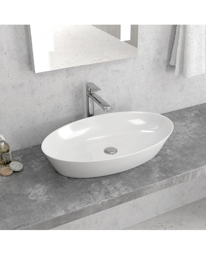 Νιπτήρας Μπάνιου Πορσελάνης Eπικαθήμενος LT 1132 Karag 60,5x36x12cm