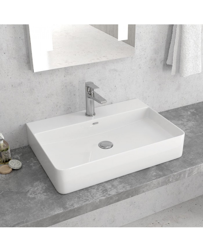 Νιπτήρας Μπάνιου Πορσελάνης Eπικαθήμενος LT 2173 Karag 60x42x12cm