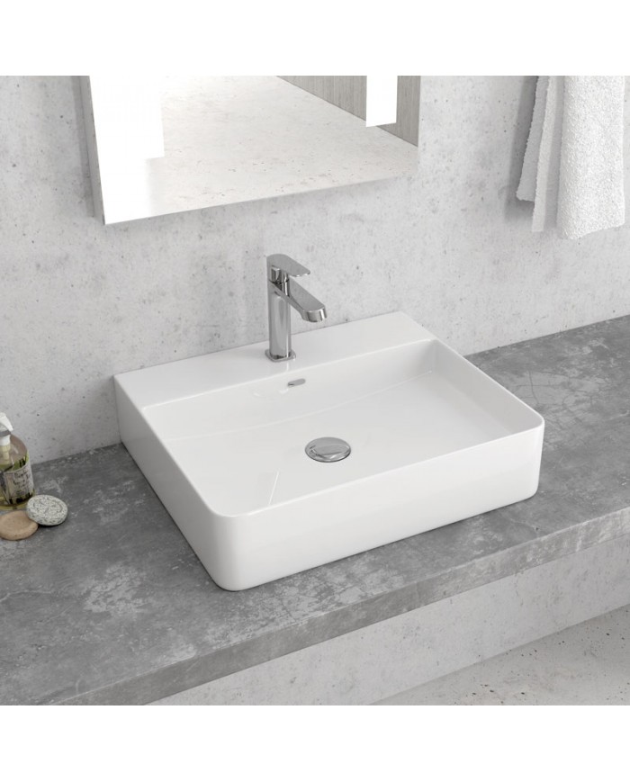 Νιπτήρας Μπάνιου Πορσελάνης Eπικαθήμενος LT 2173-S Karag 50x42x12cm