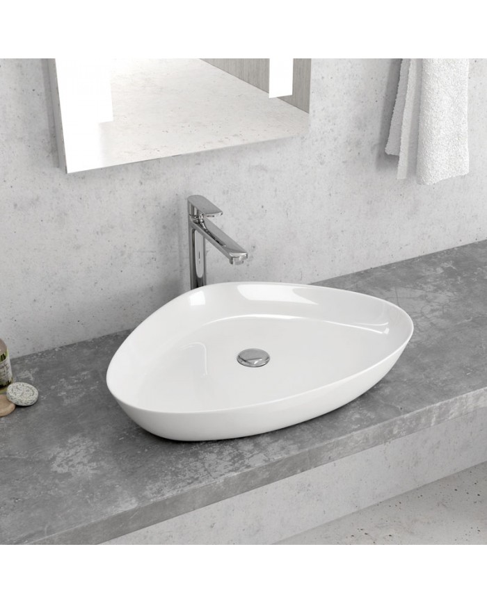 Νιπτήρας Μπάνιου Πορσελάνης Eπικαθήμενος Λευκός LT 1131 Karag 59x41x10cm