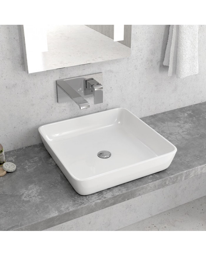 Νιπτήρας Μπάνιου Πορσελάνης Eπικαθήμενος Λευκός  LT 2183-N Karag 47x47x10cm