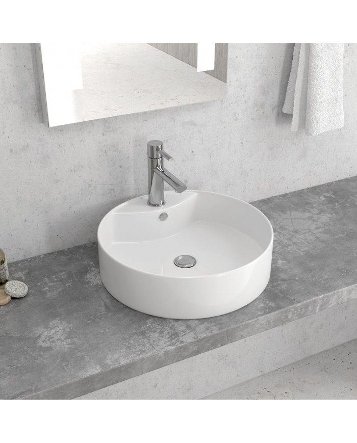 Νιπτήρας Μπάνιου Πορσελάνης Eπικαθήμενος Λευκός LT 3018 Karag 46x46x17cm