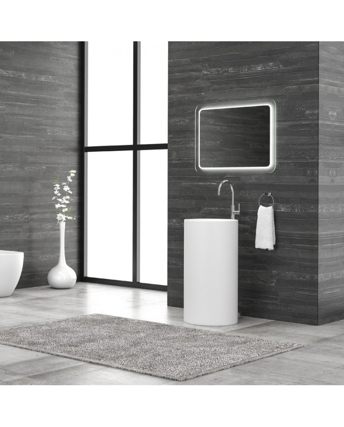 Νιπτήρας Μπάνιου Επιδαπέδιος Milos 45D White Matt Karag Ø44x82cm