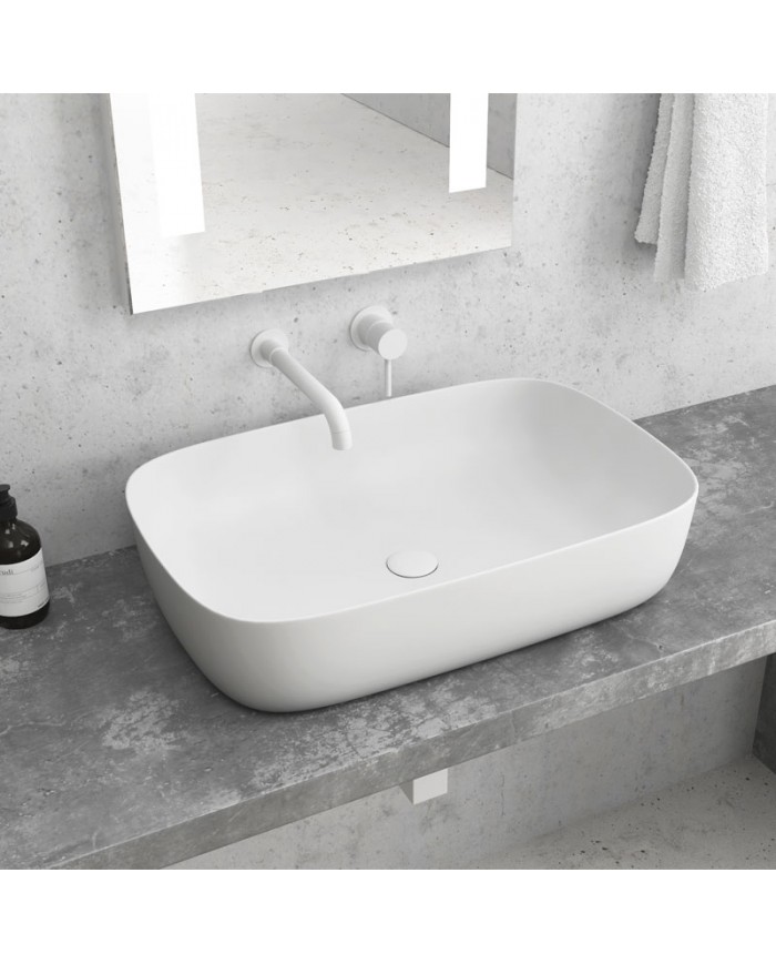 Porcelain Bathroom Sink Countertop White Matt LT 2143-PMW Karag 60x39x14.5cm