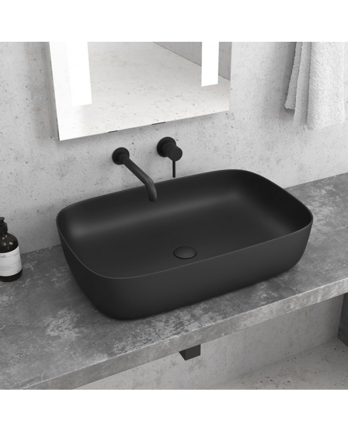 Porcelain Bathroom Sink Countertop Black Matt LT 2143-PMB Karag 60x39x14.5cm