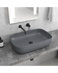 Porcelain Bathroom Sink Countertop Grey Matt LT 2143-PMDG Karag 60x39x14.5cm