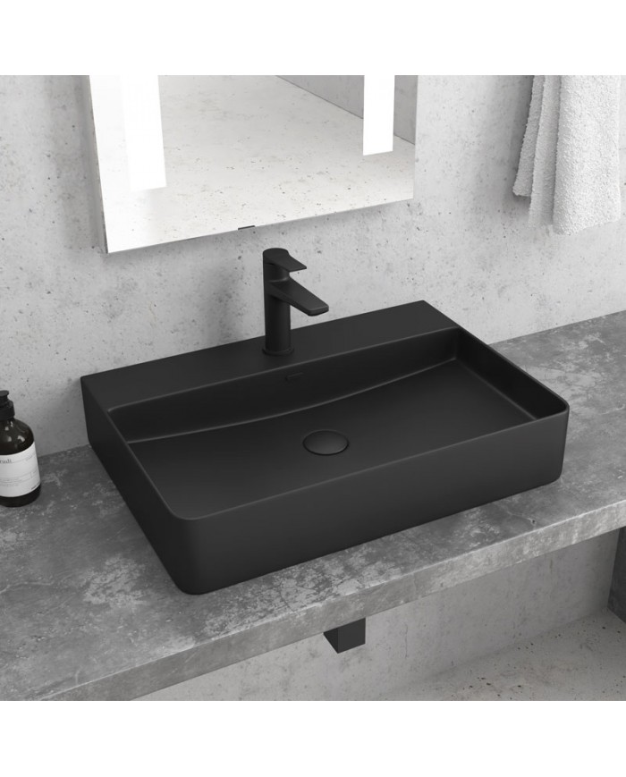 Porcelain Bathroom Sink Countertop Black Matt LT 2173-SMB Karag 50x42x12cm