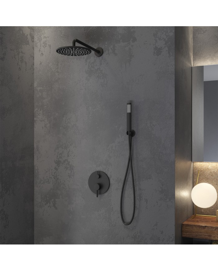 Built-in Complete Bathroom Set 2 Outlet Mixer & Bell & Telephone with Bracket Artemis Nero SO510-N Karag