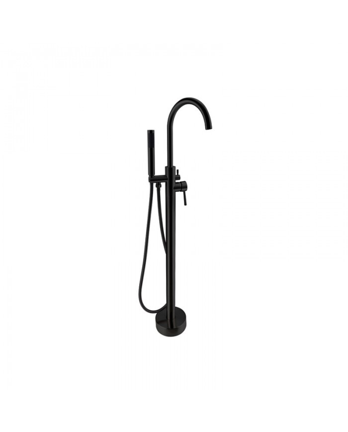 Floor-standing Bathroom - Bath Faucet with Telephone and Unbreakable Spiral Artemis Nero S12323 Karag