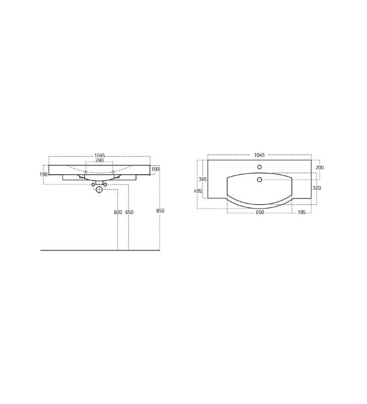 Bathroom Furniture Drop Senso 105 Hanging Furniture Stand, Washbasin, Mirror