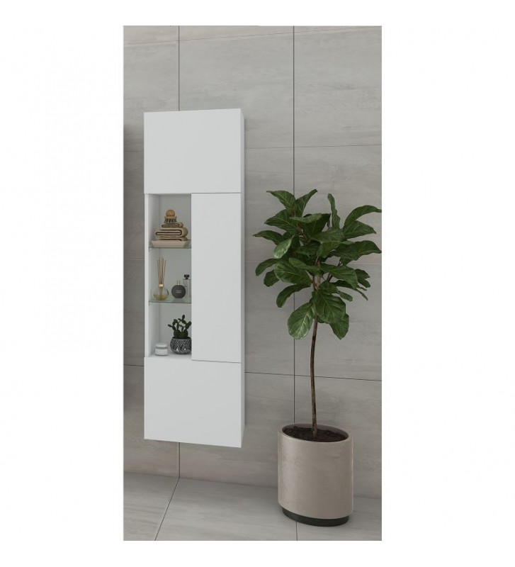 Έπιπλο Στήλη Μπάνιου Κρεμαστή Drop Instinct White (40x32x140)