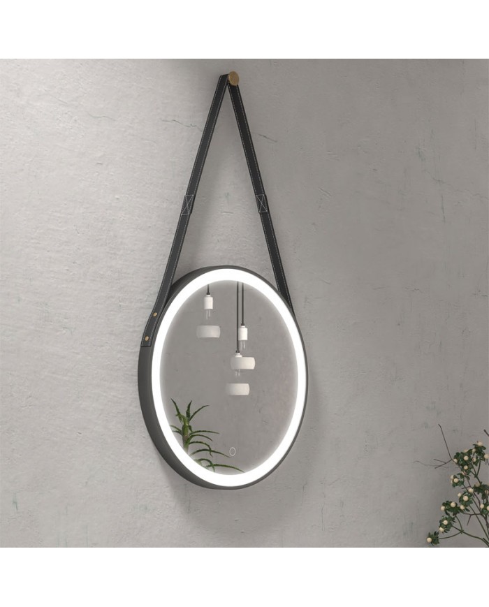 Round hanging bathroom mirror with led lighting Anatoli PIM0154 Karag (Ø50cm.)