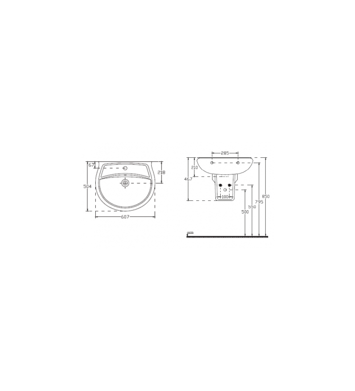 Bathroom sink with Rossa Isvea Amco Column White 60Χ50 cm