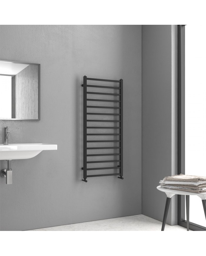 Θερμαντικό Σώμα Μπάνιου (Θερμαινόμενη Πετσετοκρεμάστρα) Karag Karnak 1000 Black Matt  8,5x50x100cm (5206836067971)