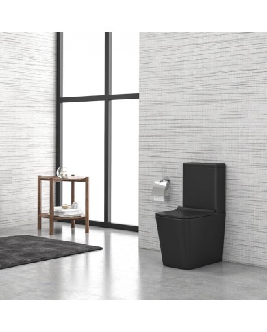 Karag LT 2175A BTW  Rimless Low Pressure Floor Standing Toilet Set Black Matt Backsplash & Cistern & Cover (5206836600512)