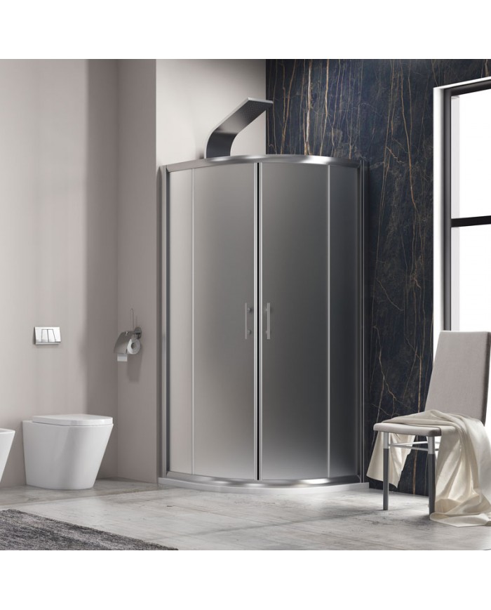 Semicircular Shower Cabin Karag Flora 200 Nano Chrome Satin Crystal 80x80x190cm (5206836056395)