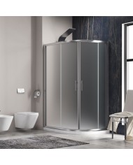 Καμπίνα ασύμμετρη ημικυκλική με σατινέ κρύσταλλο FLORA 650 Χρωμέ KARAG 80x100x190cm