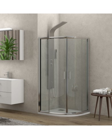 Καμπίνα Ντους Ημικυκλική Karag New Flora 200 Χρωμέ με διάφανο κρύσταλλο 90x90x180cm (5206836552453)