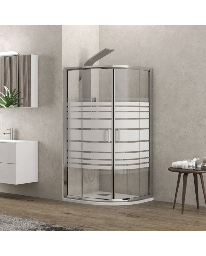 Καμπίνα Ντους Ημικυκλική Karag New Flora 200 Χρωμέ με Κρύσταλλο Σεριγραφία 80x80x180cm (5206836552439)