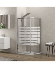 Καμπίνα Ντους Ημικυκλική Karag New Flora 200 Χρωμέ με Κρύσταλλο Σεριγραφία 80x80x180cm (5206836552439)